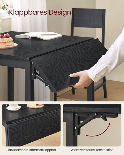 Foldable Dining Table for 4 People  Space-Saving, Stylish & Easy to Assemble  Oak, Black, or Vintage Brown