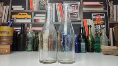 219 - Set of 2 Vintage Clear Glass Decorative Collectible Bottles
