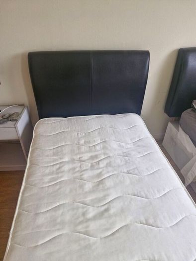 single bed base, mattress and headboard