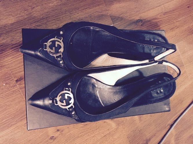 Gucci (boxed) kitten heel slingback size 5