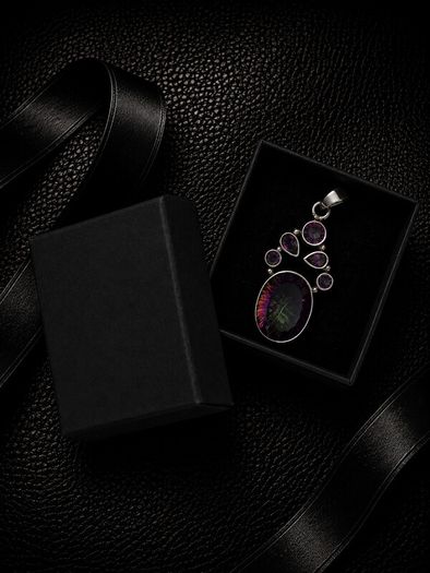 Vintage 925 Sterling Silver & Mystic Topaz Pendant