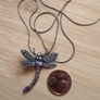 Vintage sterling silver Dragon fly pendant necklace Image 3