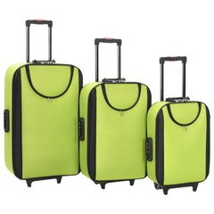 Soft Case Trolleys 3 pcs Green Oxford Fabric
