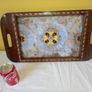 Antique \ Vintage Serving Dark Hardwood Tray Image 3