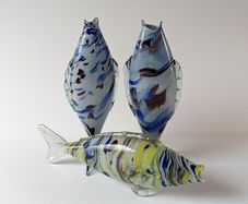 1950s - 1960s Collectible Italian Murano Glass Fish x3