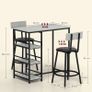 Bar table set with 2 stools and storage shelves for dining room, kitchen, gray and black Image 3