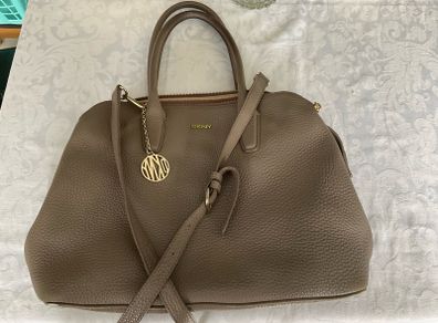 DKNY Tribeca Triple Zip Grained Leather Satchel Desert