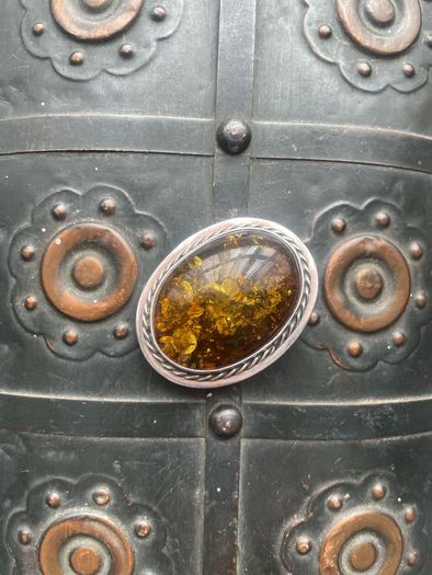 Sterling Silver with Amber Brooch