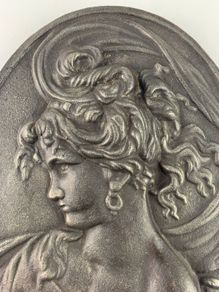 Art nouveau cast iron plaque