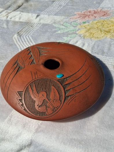 Dwayne Blackhorse Navajo Redware Seed Jar