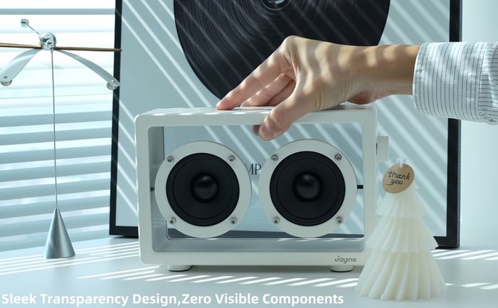 Transparent Cassette Portable Bluetooth Speaker, Minimalist Speakers Bluetooth Wireless Loud, HD Powerful Sound and Wide Compatibility for Indoor  and Outdoor