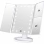 Vanity Makeup Mirror,1x/2x/3x Tri-Fold Makeup Mirror with 21 LED Lights and Adjustable Touch Screen Image 4