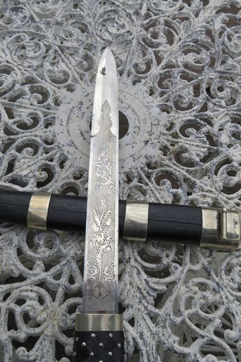 Traditional Scottish Dirk with Thistle Scabbard Fittings