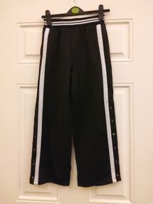 Next Girl's Straight Legged Black Joggers with White Stripe