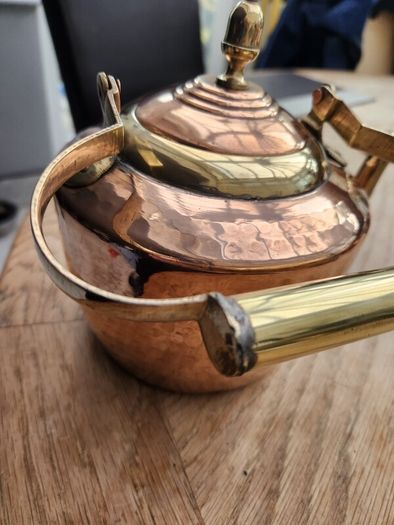 Victorian brass and copper kettle