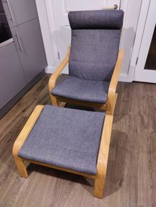 Armchair IKEA POANG Skiftebo dark grey + footstool
