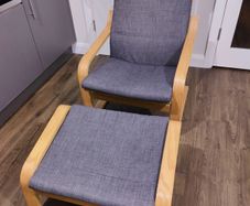Armchair IKEA POANG Skiftebo dark grey + footstool