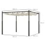 3 x 3(m) Garden Pergola with Retractable Roof and Magnetic Fixture, Outdoor Gazebo Pergola Kit Sun Shade Canopy, UPF30+, 80mm Metal Column, Cream White Image 2