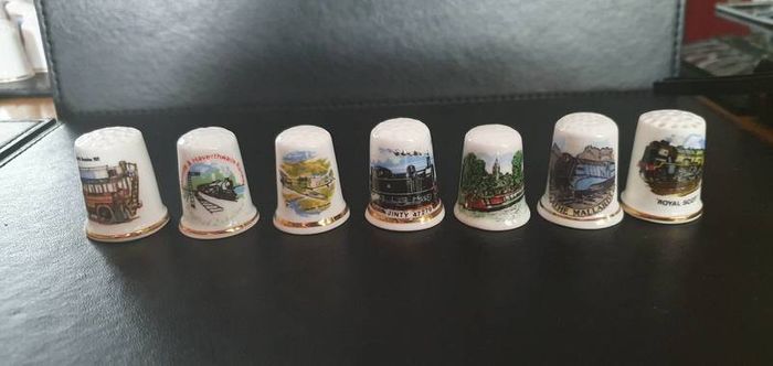 Bone China Thimbles Ships& Trains Themed