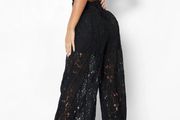 New Boohoo lace strappy back jumpsuit size 12