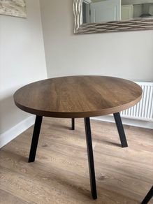 Round Walnut Oak Dining Table 1.1 Metre