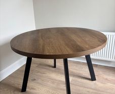 Round Walnut Oak Dining Table 1.1 Metre