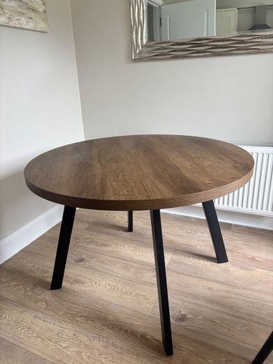 Round Walnut Oak Dining Table 1.1 Metre