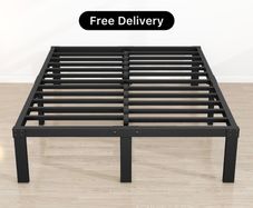 King Size Bed Frame, 36cm High Metal Platform Bed Frames Kingsize with Storage Under Bed/Steel Slats Mattress Base, No Box Spring Needed, Enhanced Support Noise Free, Black