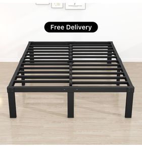 King Size Bed Frame, 36cm High Metal Platform Bed Frames Kingsize with Storage Under Bed/Steel Slats Mattress Base, No Box Spring Needed, Enhanced Support Noise Free, Black