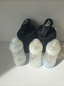 Mam bottles and Tommee Tippee insulated holders
