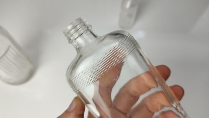 333 - Set of 3 Vintage Clear Glass Collectible Decorative Ribbed Bottles