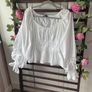 Bershka white 100% cotton long sleeve top medium Image 3