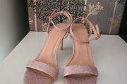 Ladies Rose Pink/Gold Shimmer Strap Heels Size 6 (EU 39)