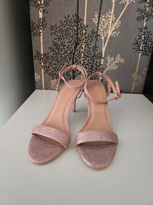 Ladies Rose Pink/Gold Shimmer Strap Heels Size 6 (EU 39)