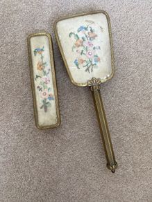 Vintage Petit Point Vanity Brush Set