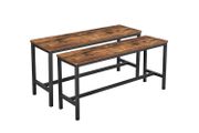 Benches Set of 2 industrial look benches for dining room table, set of 2, kitchen benches, dining table benches, 108 x 32,5 x 50 cm, kitchen, dining room, sturdy iron frame, industrial design, vintage, dark brown