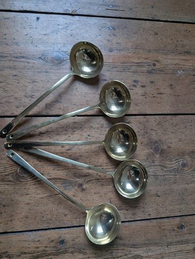 Set of 5 antique brass saddle