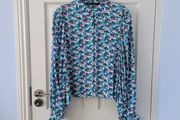 Zara Floral Balloon Sleeve Blouse Size Small