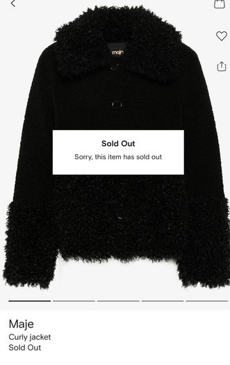 Maje black curly faux fur  jacket