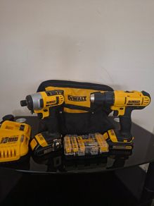 DeWalt DCD771 Cordless Drill & Impact Driver Twin Set, 2 Batteries, Charger, Bit Set