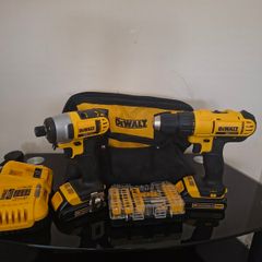 DeWalt DCD771 Cordless Drill & Impact Driver Twin Set, 2 Batteries, Charger, Bit Set