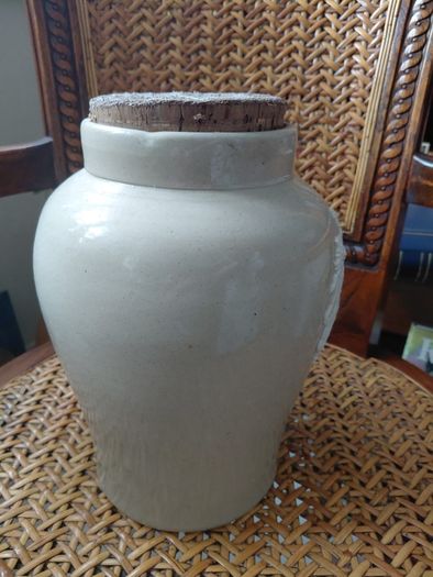 antique Royal Doulton glazed pot with cork lid