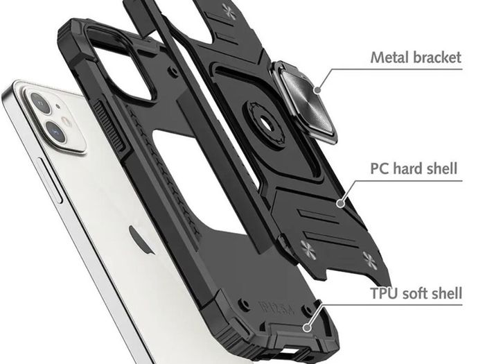 Luxury Armour Case for iPhone 11 12 Pro Max XR Shockproof Cover Car Stand Ring