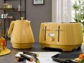 Yellow Gold Kettle and Toaster Set