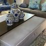 Ex Helen Turkington large grey  storage ottoman with wooden over tray Image 3
