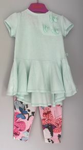 Ted Baker baby Girls mint peplum top with butterfly & matching leggings Age 6-12 months EUC
