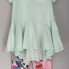 Ted Baker baby Girls mint peplum top with butterfly & matching leggings Age 6-12 months EUC