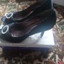 Navy Satin Court Shoes with Diamante. Image 2