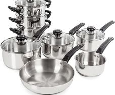 Equip Induction Pan Set, Stainless Steel, Stay Cool Handles, Thermocore Technology, 8 Piece Set