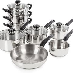 Equip Induction Pan Set, Stainless Steel, Stay Cool Handles, Thermocore Technology, 8 Piece Set
